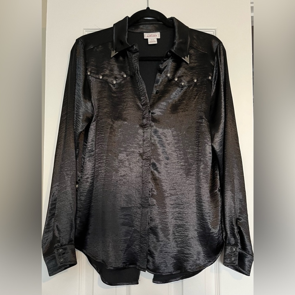 Ariat Black Satin Silver Detail Button Down